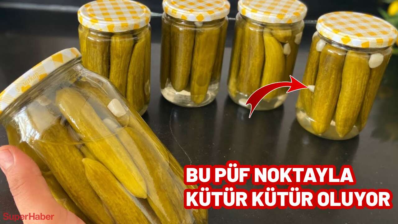 Kornişon turşusunun püf noktası buymuş meğer. 1 tane bile salatalık erimiyor.