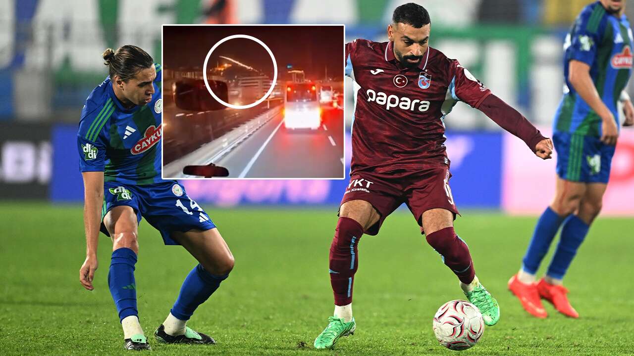 Trabzonspor taraftar otobüsünden Rize şehrine kontrolsuz havai fişekler atıldı