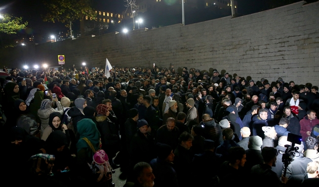 ABD konsolosluğu önünde Kudüs kararı protestosu...