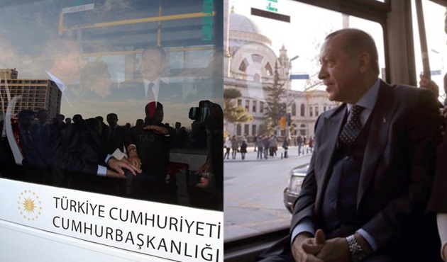 Cumhurbaşkanı Erdoğan makam arabasından indi, Mabeyn Köşkü'ne o otobüsle gitti!