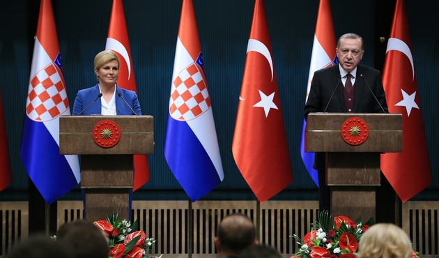 Erdoğan ve Hırvat mevkidaşı Kitarovic'ten ortak açıklama...