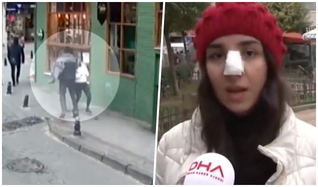 Yoldan geçen genç kıza yumruk atıp burnunu kırdı! Mahkemede serbest kaldı! / VİDEO