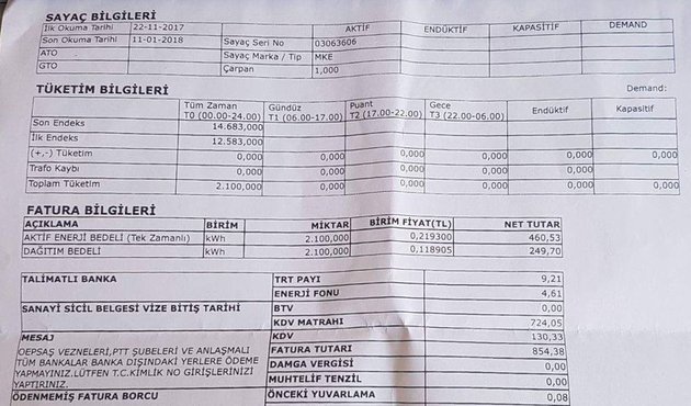 854 liralık elektrik faturası 8 liraya indi!