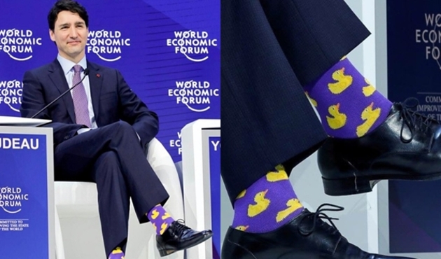 Kanada Başbakanı ördekli çoraplarıyla Davos'a damga vurdu...