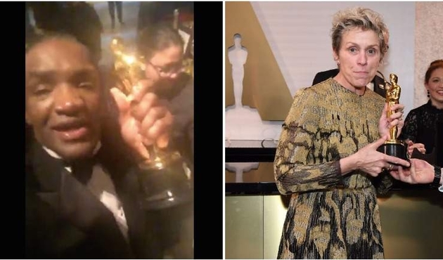 McDormand'ın Oscar heykelini çalıp böyle poz verdi/VİDEO...