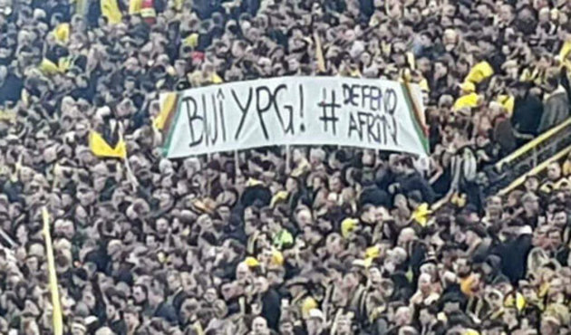 Dortmund tribünlerinde YPG pankartı!