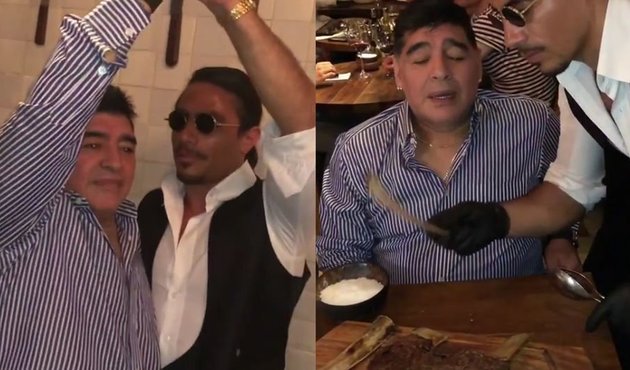 Nusret'in yeni misafiri efsane Maradona!