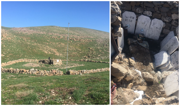 PKK'lılar Lavike Ğerib'e ait türbeyi terörist mezarlığına çevirmişler!