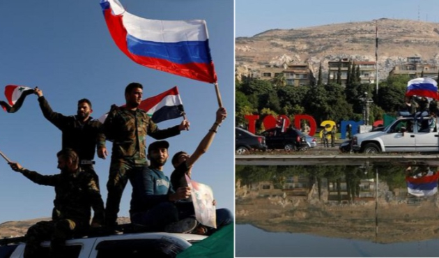 Rus bayraklarıyla sokağa çıktılar!