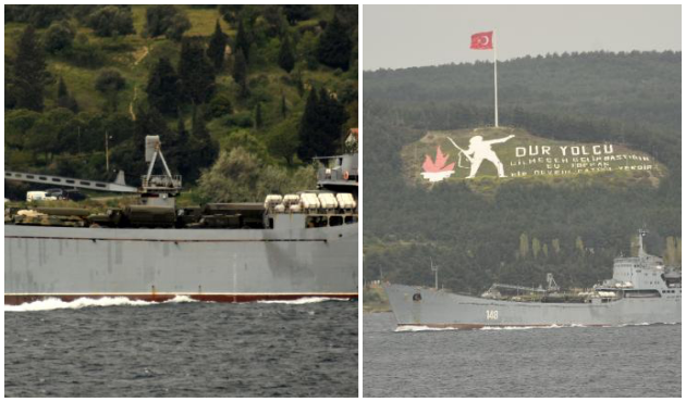 Bir gemi askeri araç bugün Çanakkale'den geçti!