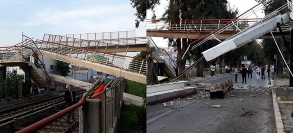 Vincin çarptığı üst geçit metro hattına çöktü...