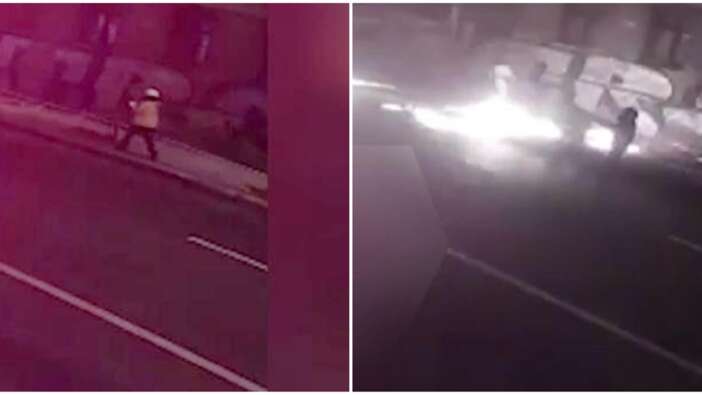Yolda yürürken üzerine yanan adam düştü!