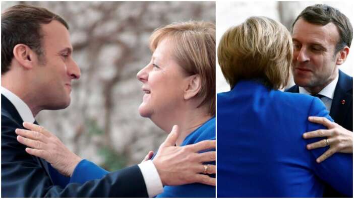 Merkel'den Macron'a samimi karşılama!