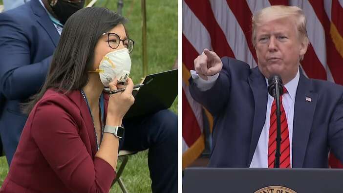 ABD bu görüntüyü konuşuyor! Trump'a kürsüyü terk ettiren korona sorusu