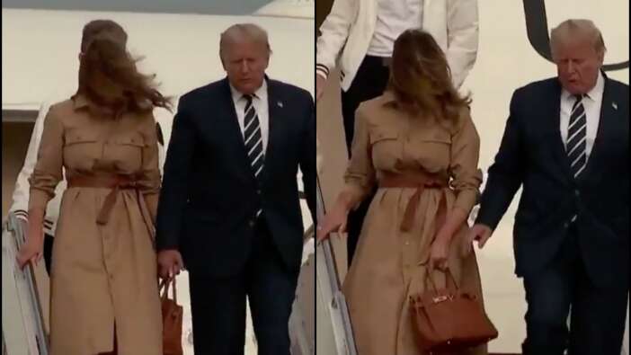 Melania Trump, Donald Trump'ı elinin tersiyle itti!