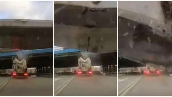 Beton mikserinin çarptığı köprü üzerine çöktü