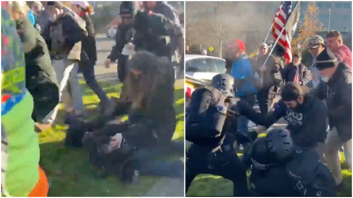 Trumpçılar Antifa militanları ile kapıştı