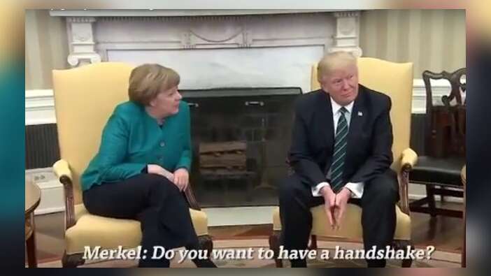 Merkel ile Trump'ın görüşmesine damga vuran anlar! / VİDEO