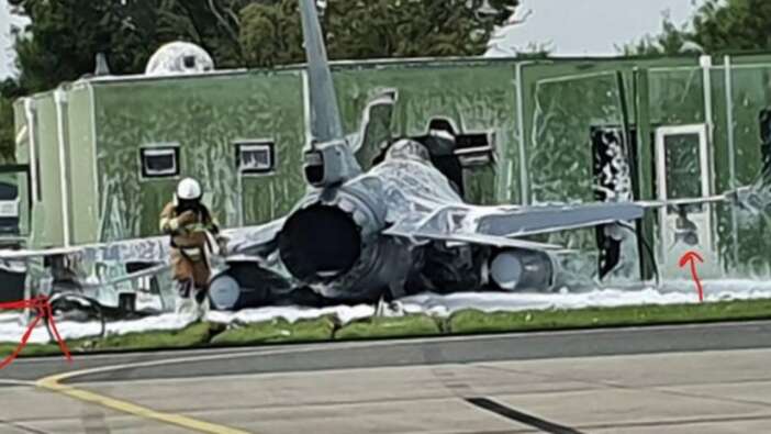 F-16 kaza yaptı: Binanın metrelerce içine saplandı!