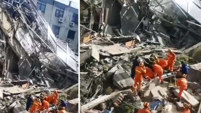 Çin'de otel çöktü! Çok sayıda can kaybı var...