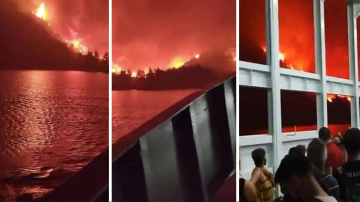 Yunanistan'da korku filmlerini aratmayan anlar: Vatandaşlar feribotla tahliye edildi!