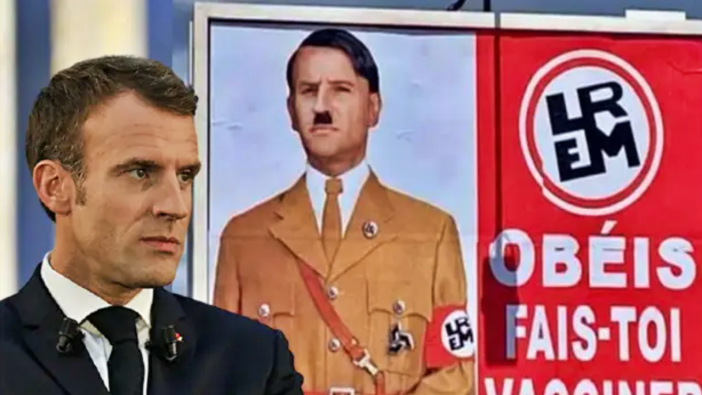 Fransa lideri Macron'u Hitler'e benzeten afişe 10.000 Euro ceza!