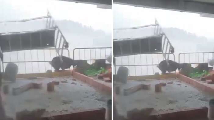 Şiddetli lodosta can pazarı! İskele uçtu, tuğlalar savruldu! Saniye saniye kamerada...