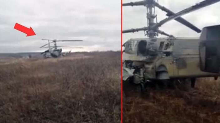 Görüntüleri Ukrayna askeri paylaştı! Rus helikopteri böyle düşürüldü...