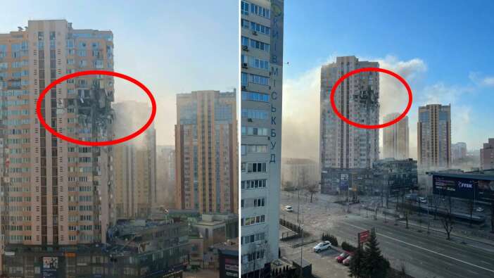 İşgalin 3. gününde Kiev'de bir apartman füzelerle vuruldu! İşte o korkunç anlar...