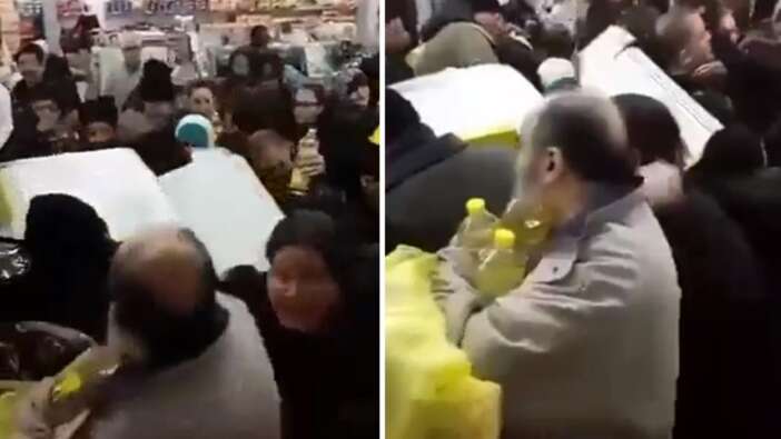 Görüntü Avrupa'nın göbeğinden! Fransızlar ayçiçek yağı için birbirini ezdi