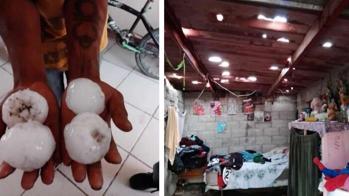 Tenis topu büyüklüğünde dolu yağdı, çatılar delik deşik oldu