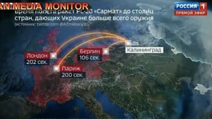 Rus devlet televizyonunda skandal görüntüler: Avrupa'ya nükleer saldırı haritası üstüne konuştular