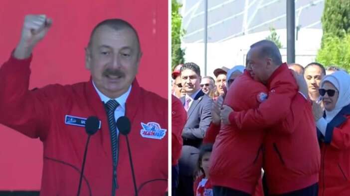 Aliyev'in sözleri TEKNOFEST'tekileri coşturdu: Cumhurbaşkanı Erdoğan, ayağa kalkıp sarıldı!