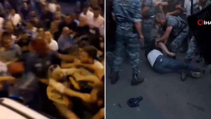 Ermenistan karıştı: Paşinyan'ın evine yürümek isteyen protestoculara sert müdahale!