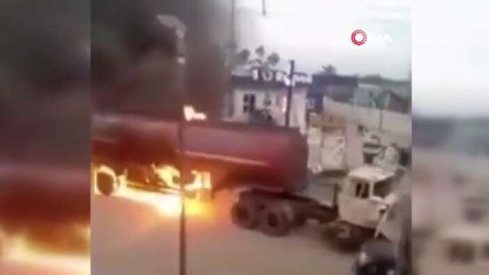 Yanan yakıt tankerini, canını hiçe sayarak yerleşim bölgesinden uzaklaştırdı