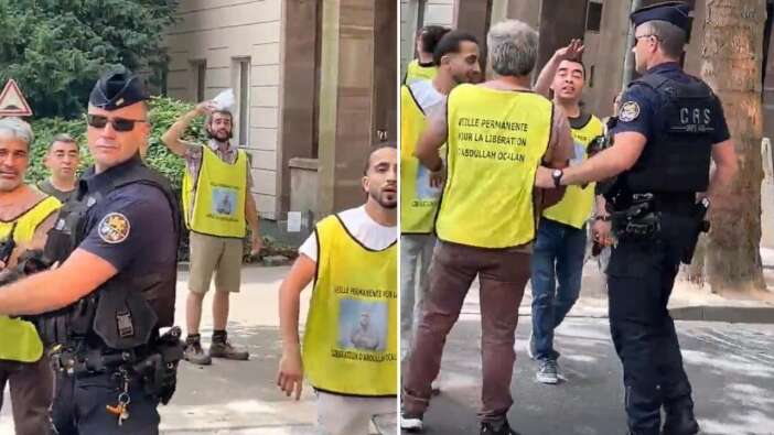 Fransa'da Avrupa Konseyi binasının önünde stand açan PKK destekçileri Türk vatandaşlarına saldırdı!