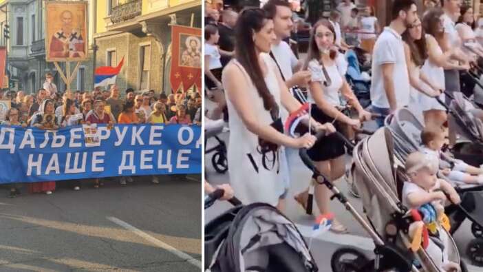 Sırbistan’da aileler LGBT dayatmasına karşı sokağa çıktı: Çocuklarımızdan ellerinizi çekin!