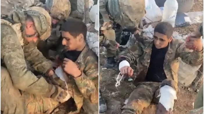 Azerbaycan askerleri Ermeni askerin yarasını sardı: "Korkma, yaşayacaksın"
