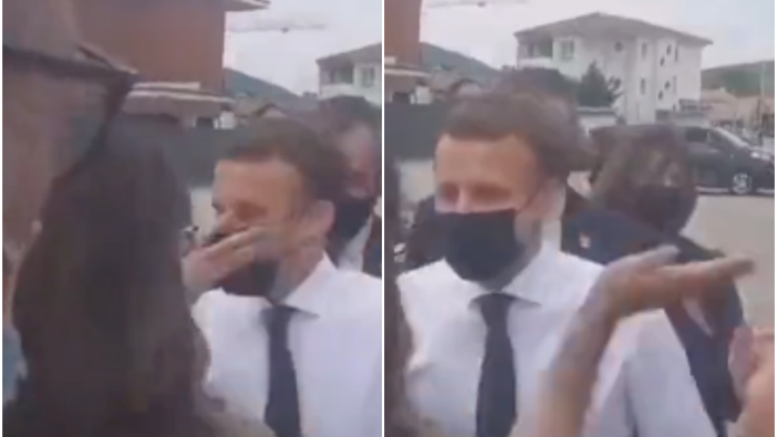 Kadın protestocudan Macron’a tokat
