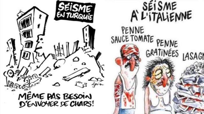 Charlie Hebdo depremi ilk kez hedef almıyor! İtalya'daki yaralıları makarnaya benzetmişti...