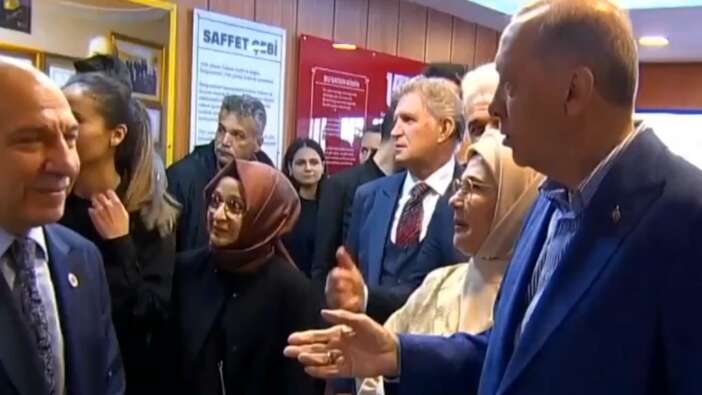 Oy kullandığı okulda Cumhurbaşkanı Erdoğan'ın önünde tartışma çıktı
