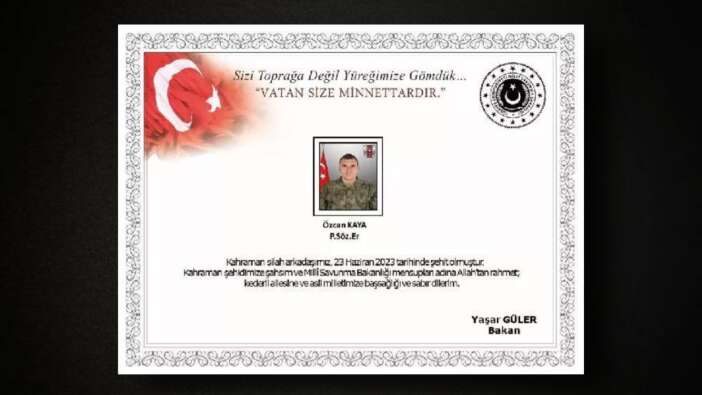 MSB acı haberi duyurdu: Taciz ateşiyle yaralanan askerimiz şehit oldu