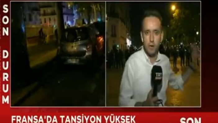 Fransa'da polis memuru TRT muhabirine Türkçe uyarı yaptı!