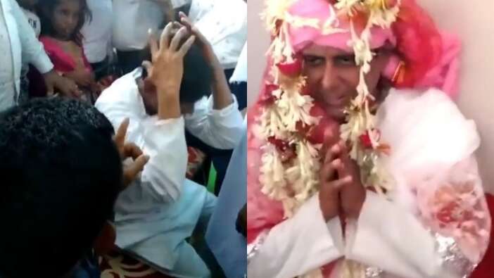 Kel olduğu anlaşılan damat, gelinin ailesinden feci şekilde dayak yedi