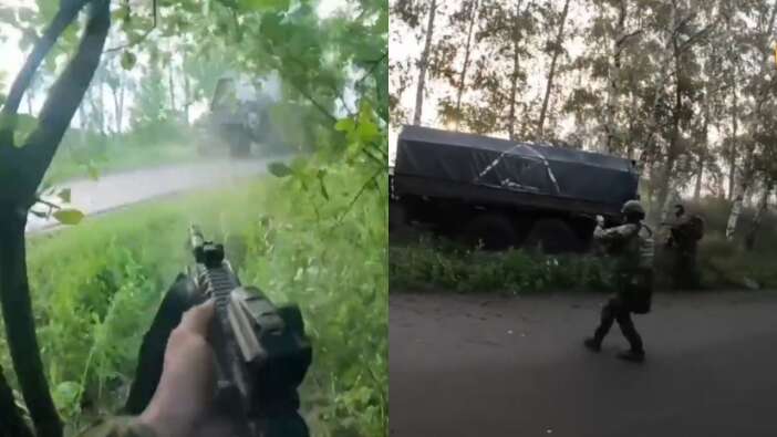 Ukrayna Savunma Bakanlığı o anları paylaştı: Rus kamyonuna pusu anı