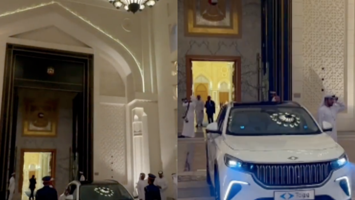 Cumhurbaşkanı Erdoğan ve BAE Devlet Başkanı Al Nahyan, Togg ile Abu Dabi caddelerinde tur attı