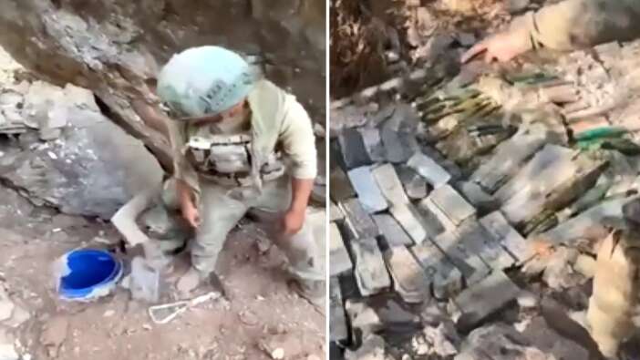 MSB görüntüleri paylaştı: Pençe-Kilit bölgesinde çok sayıda mühimmat ele geçirildi