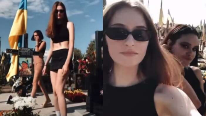 Hapse girebilirler! Savaşta ölen asker babalarının mezarı başında dans edip twerk yaptılar
