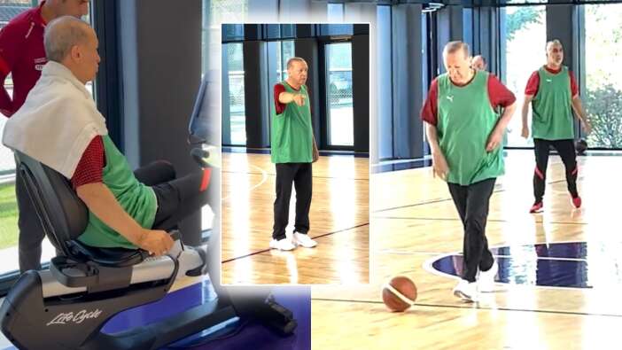 İşte Cumhurbaşkanı Erdoğan'ın basketbol performansı! Takımını böyle yönlendirdi: Tam bir oyun kurucu
