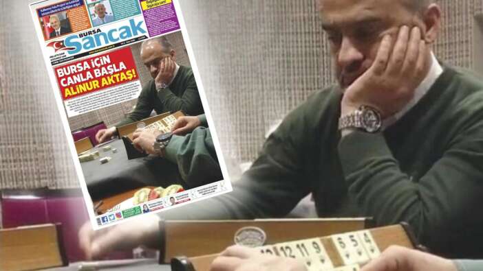 Okey fotoğrafı manşette… Bursa’da yayın yapan Bursa Sancak gazetesinin Belediye Başkanı Ali Nur Aktaş için attığı imalı başlık olay oldu